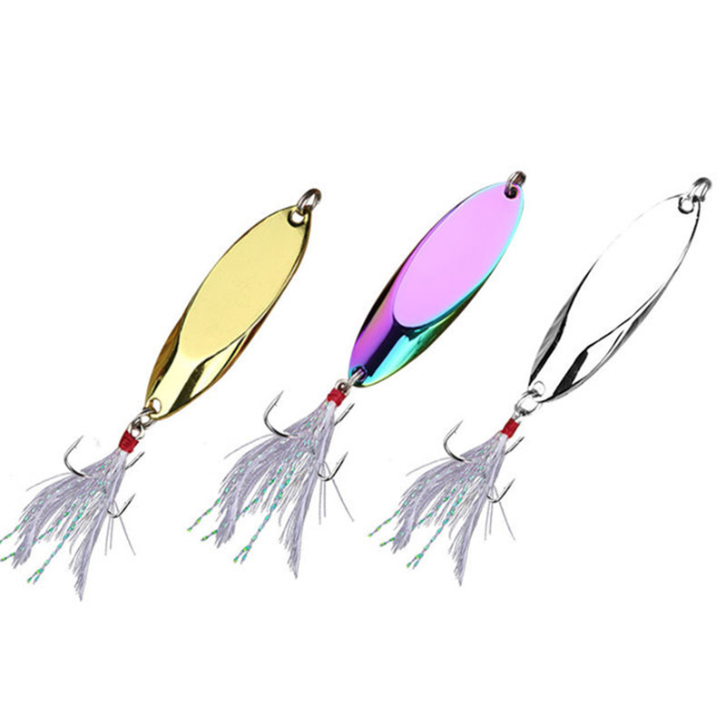 Fishing Lure Spinnerbait - 1pc 2.5 グラム-35 グラム金属スプーンルアーシャープトレブルフック​​フェザーハード餌スパンコール人工餌淡水スピナー釣具