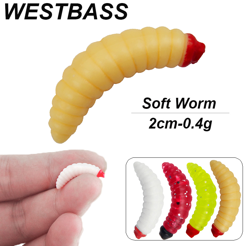 Fishing Lure Soft Plastic - WESTBASS 20/50 個ソフト幼虫スイムベイト 2 センチメートルシリコーンワーム餌ゴムエビワブラー生臭い匂い釣りルアービビッド Isca