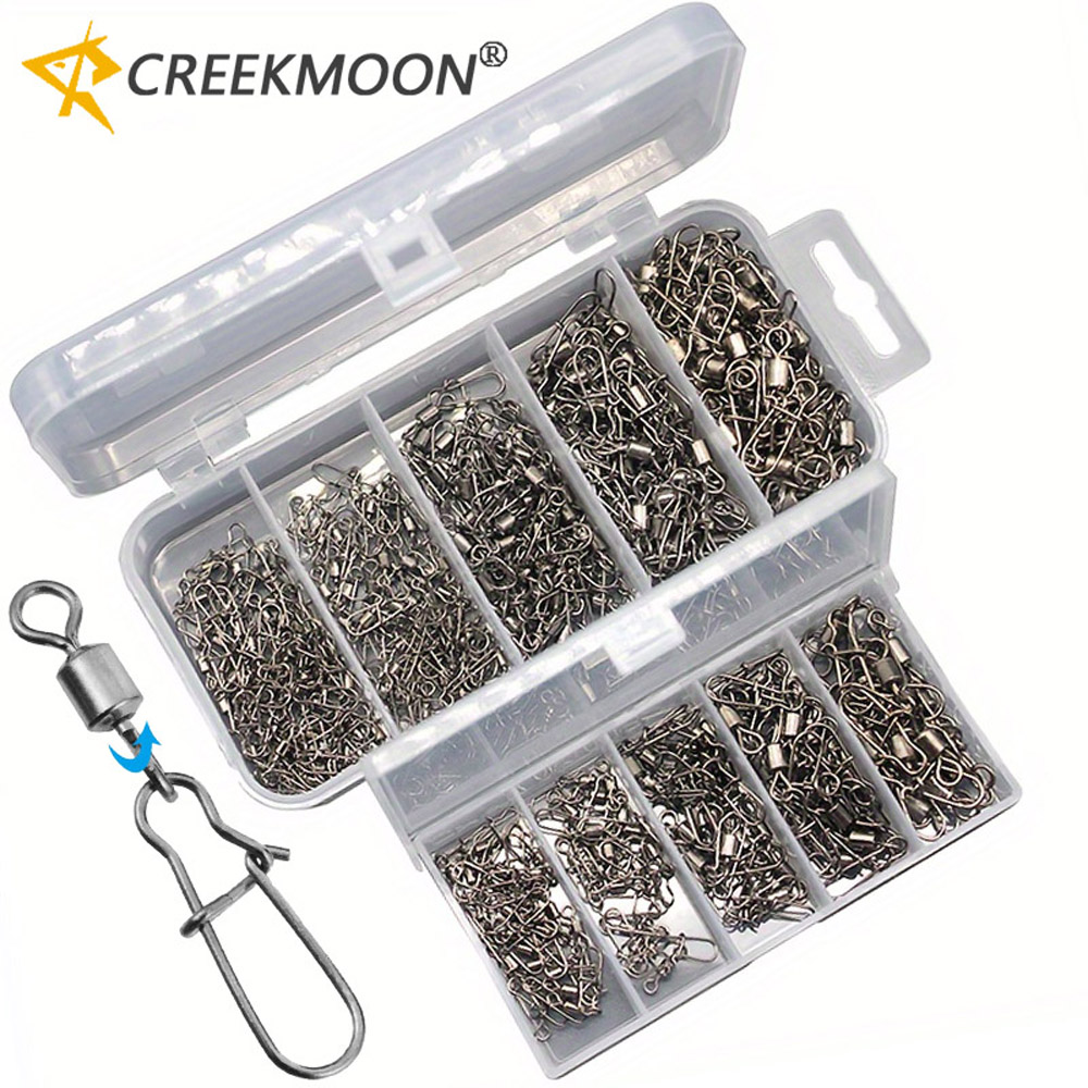 Fishing Lure Accessories - 95/210個セット フィッシングコネクターギアキット 2-10 # ステンレス鋼ピンベアリングローリングスイベルスナップ、ルアーフックタックルアクセサリー用