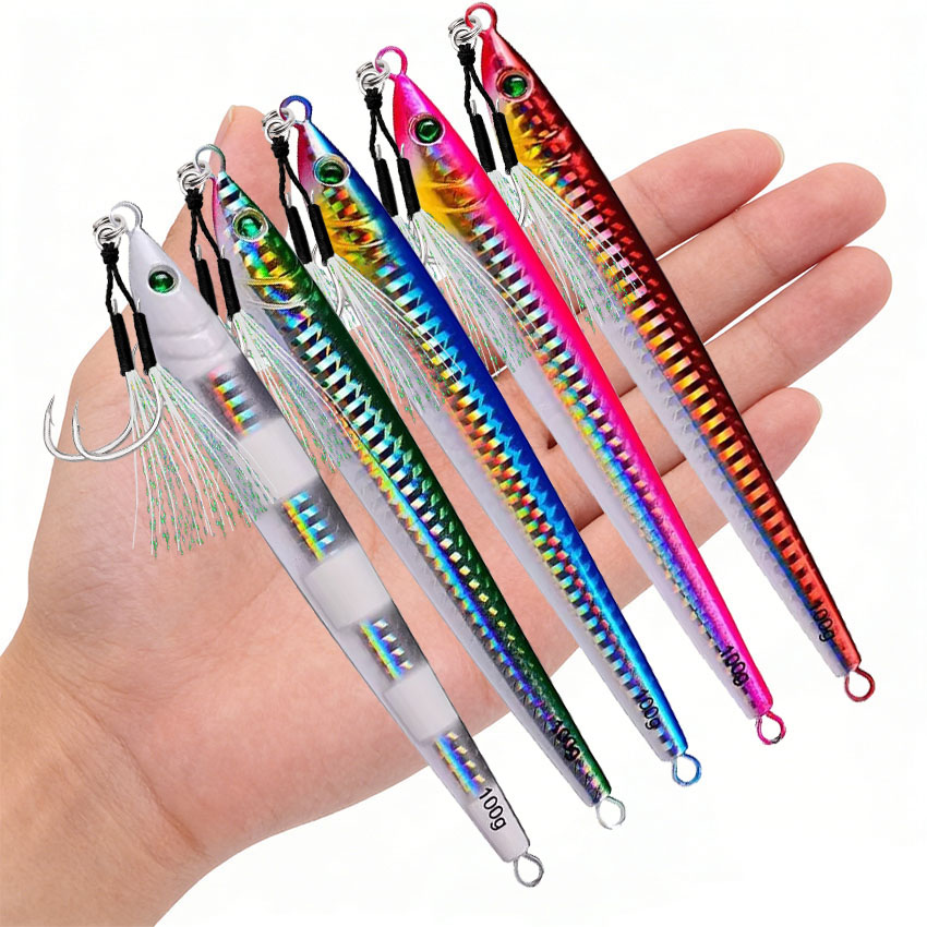 Fishing Lure Buzzbait - スプーンタイプのリジッドメタルルアー,ジギングやマグロバス釣りに最適な人工餌,60〜100g, 5ユニット