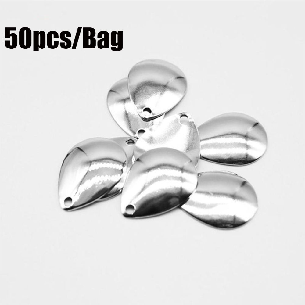 Fishing Lure Spoon - 50個入り回転スパンコールスムースニッケルブレードVIBルアースプーンメタルフィッシングアトラクタースピナー