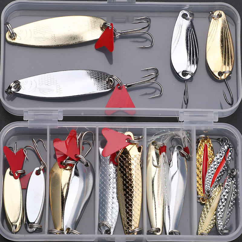 Fishing Lure Spoon - 釣り用ルアーキット 16個セット トローリングジギングルアー メタルスプーン バス・パイク用 クランクタックルアクセサリー