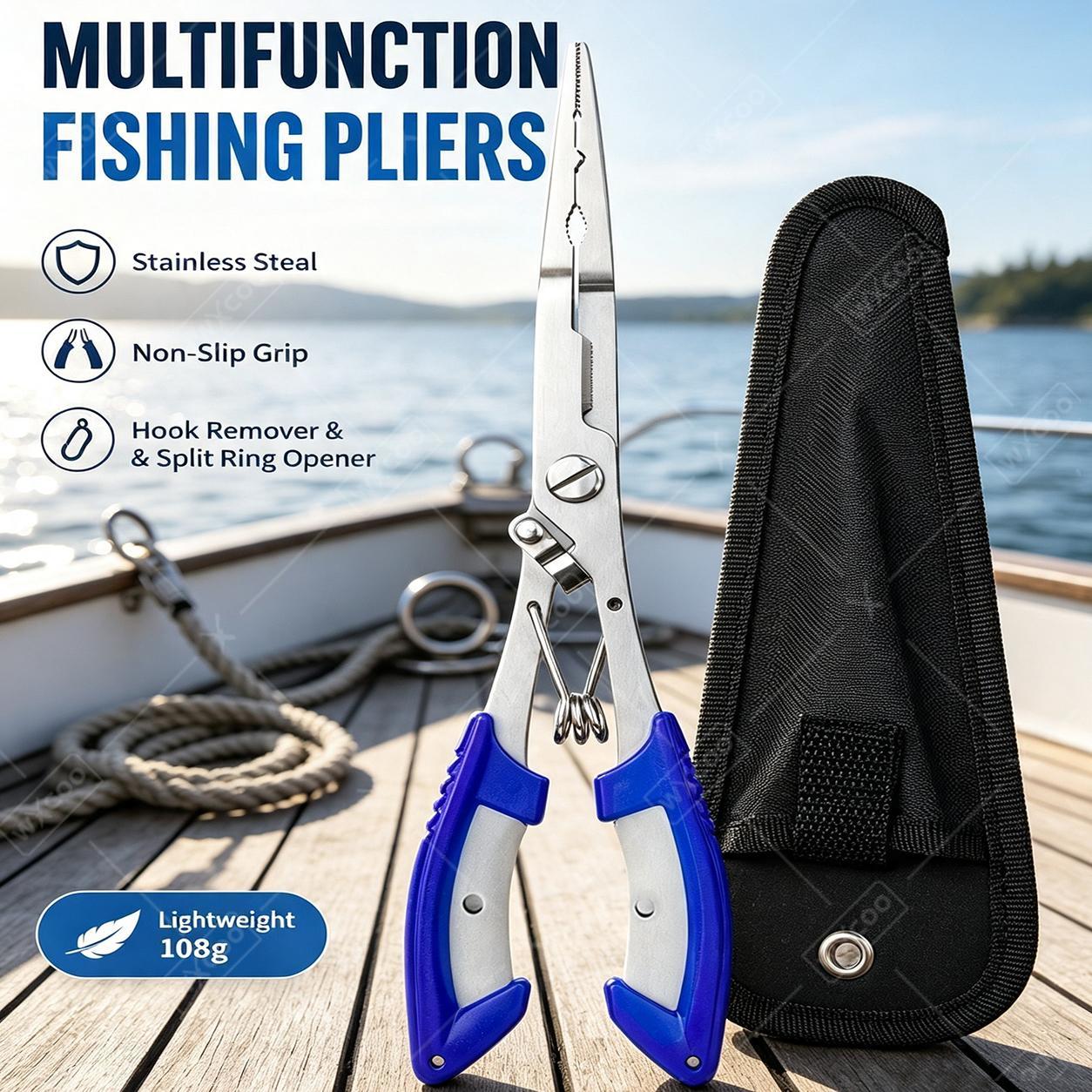 Fishing Lure Kit - 多機能ステンレス製釣り道具キット ホークビルフックリムーバー フィッシュグリッパー ラインカッター ソルトウォータールアー フィッシングプライヤー