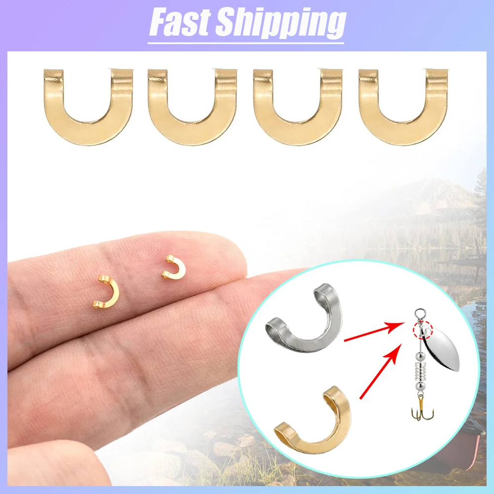 Fishing Lure Spinner - U字型固定ステンレス鋼クリップ、スピナーベイトクリップ、釣りルアーコネクタ、釣り道具アクセサリー、100個