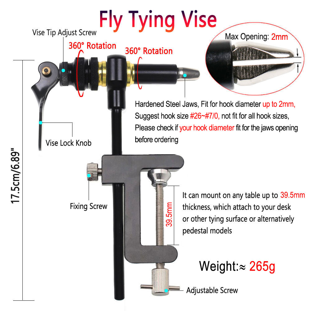 1PC 360 °   回転式Cクランプフライタイイングバイ - Fishing Lure Making Kit のレビューと価格