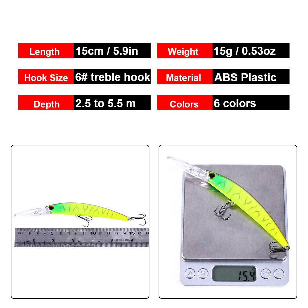 1 個 15 センチメートル 15 グラムディープダイビング - Fishing Lure Crankbait のレビューと価格