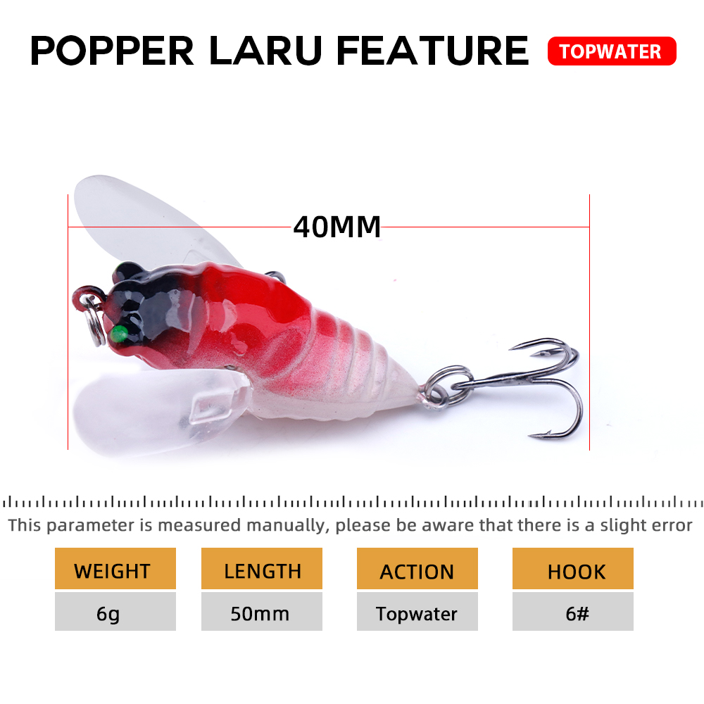 アゴイ-翼のあるポッパールアー,リアルな人工餌,ピカダ,暗闇 - Fishing Lure Popper のレビューと価格