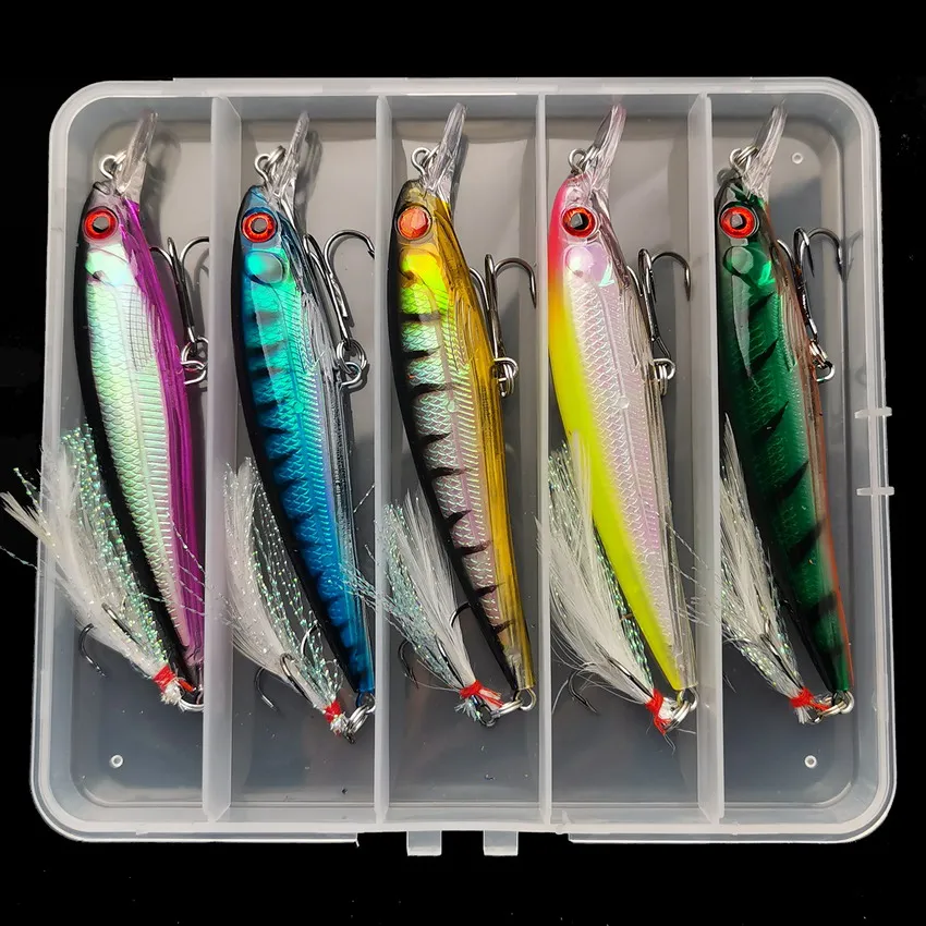 3Dレーザーアイミノールアー,フェザー付きハードベイト,最大 - Fishing Lure Box のレビューと価格
