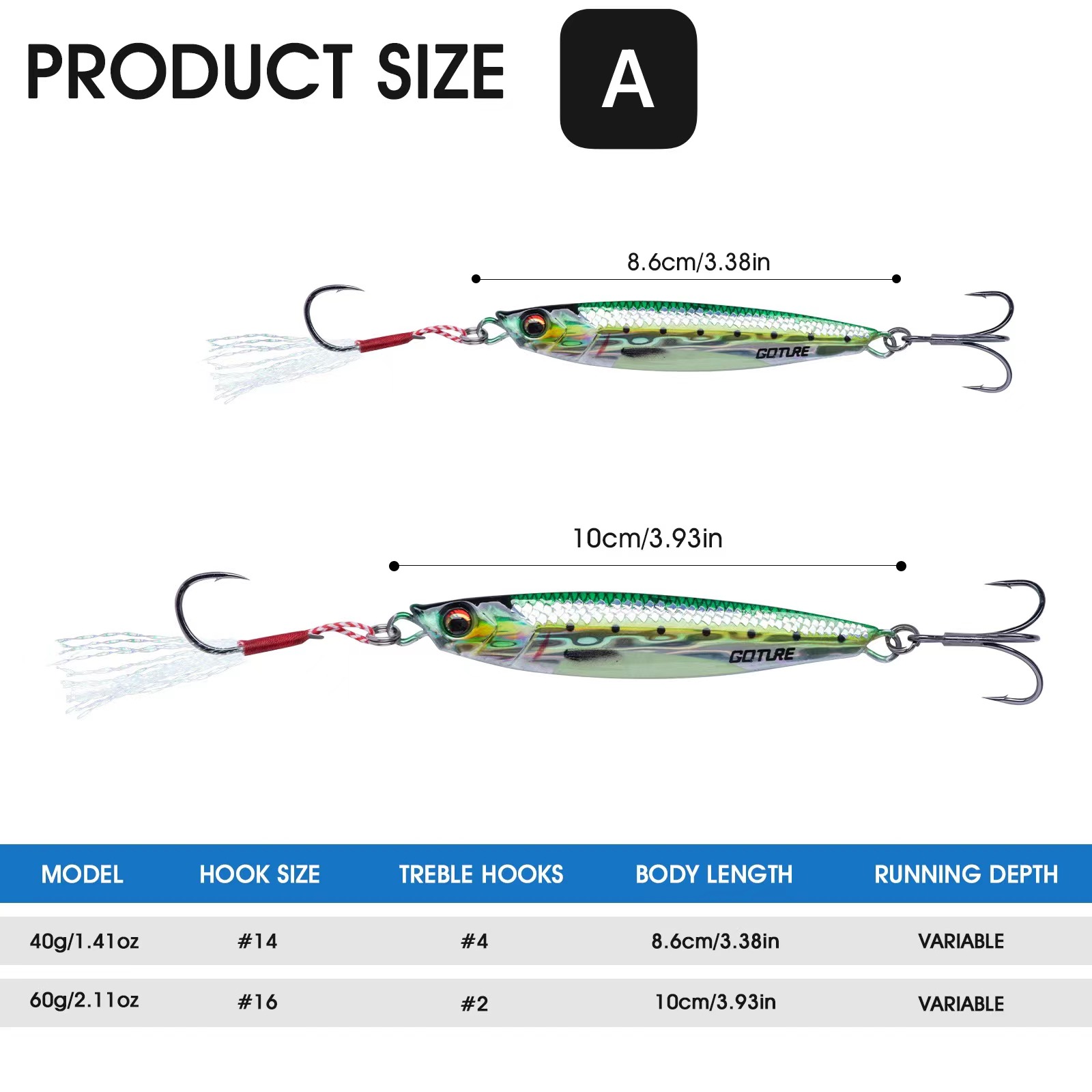 Goture-金属釣りルアー,40g, 60g, 80g,ジ - Fishing Lure Swimbait のレビューと価格