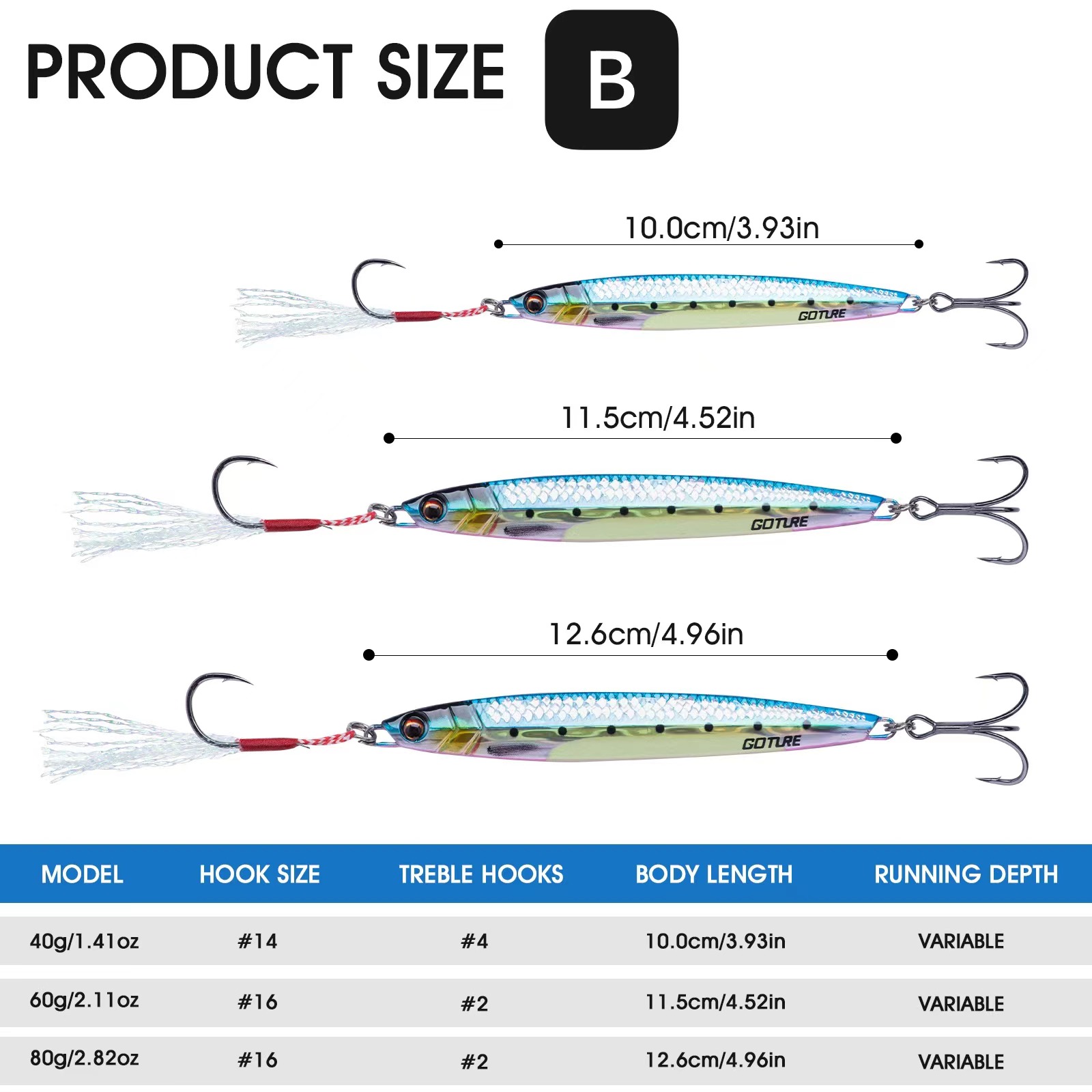 Goture-金属釣りルアー,40g, 60g, 80g,ジ - Fishing Lure Swimbait のレビューと価格