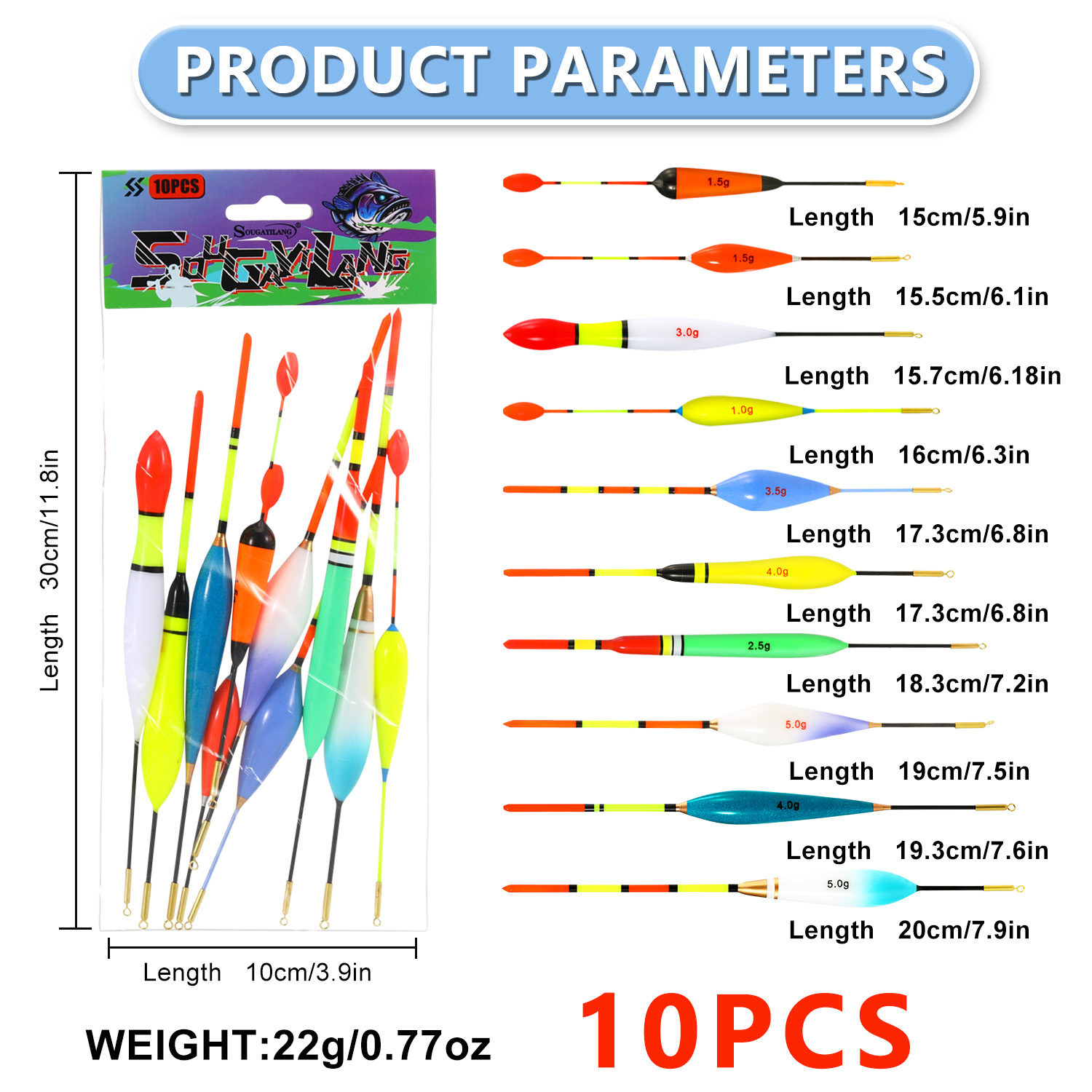 EVA 釣りフロートセット 10 個 1.5-5 グラム調整 - Fishing Lure Topwater のレビューと価格